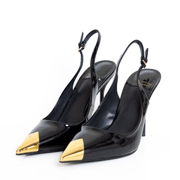 Jeffrey Campbell Riddler Patent Leather Pump Black Patent & Gold Size 9 - Picture 3 of 16